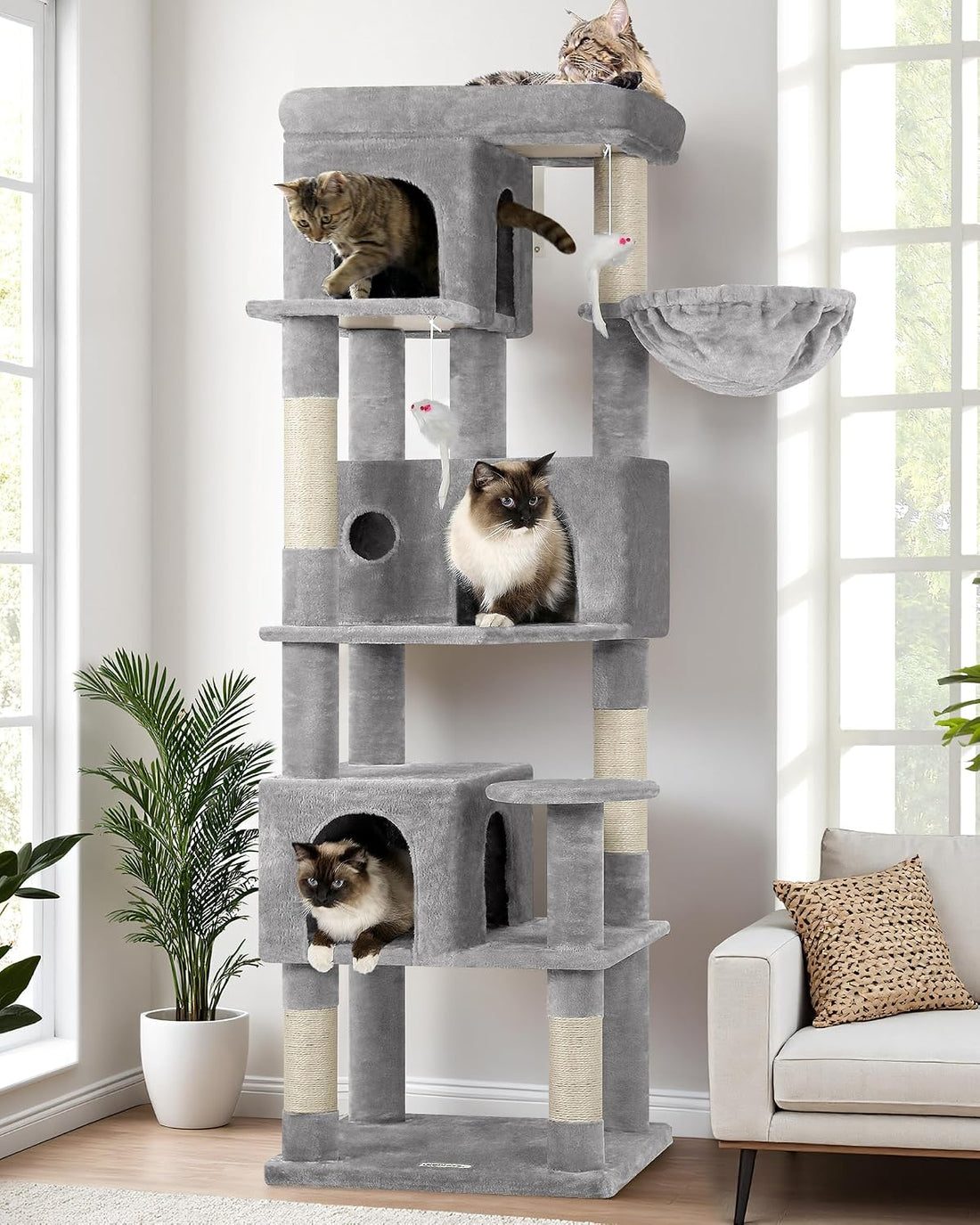 Globlazer F66 Corner Cat Tree, 66in Multi-Level Climbing Tower