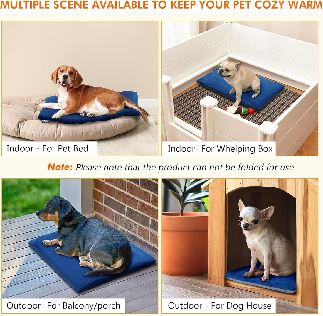 Pecute Pet Heating Pad for Cat Dog, Outdoor & Indoor Reversible Use