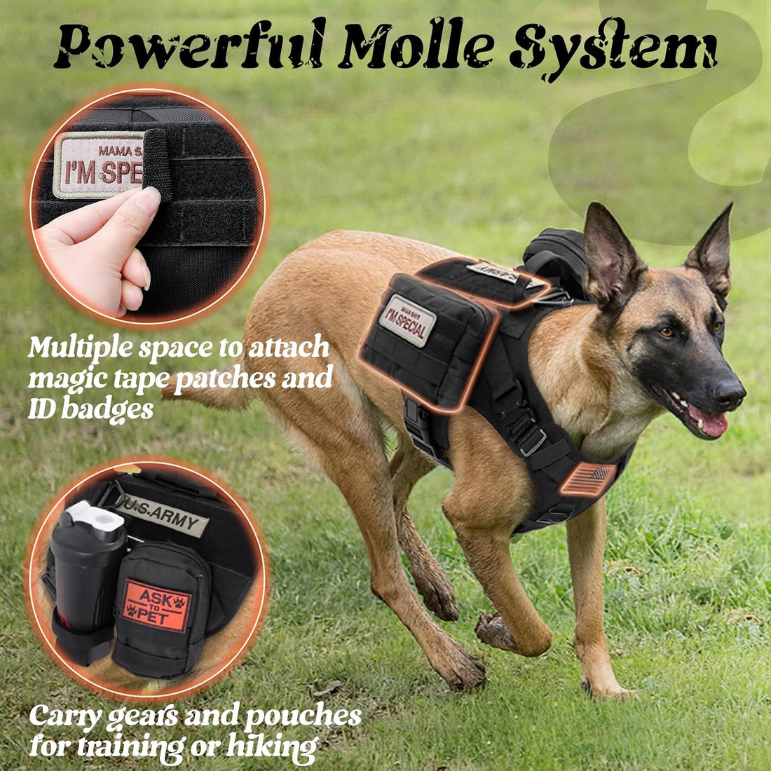rabbitgoo Tactical Dog Harness for Large
