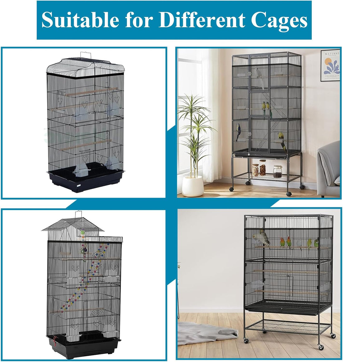 ASOCEA Large Bird Cage Seed Cather,Bird Cage Cover Adjustable Soft