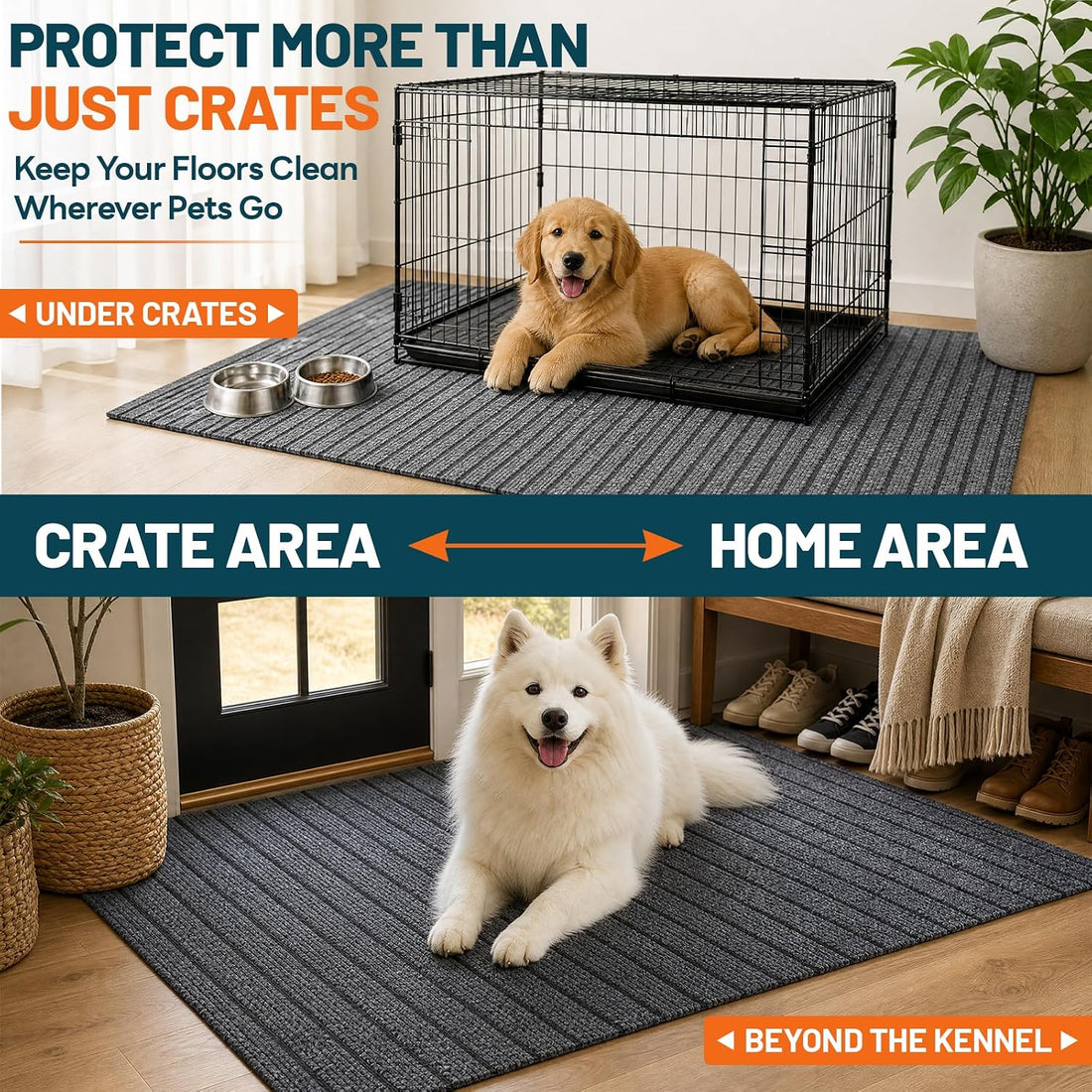 31.5 x 47 inches Dog Crate Mat — Waterproof, Non-Slip Dog Crate Mat