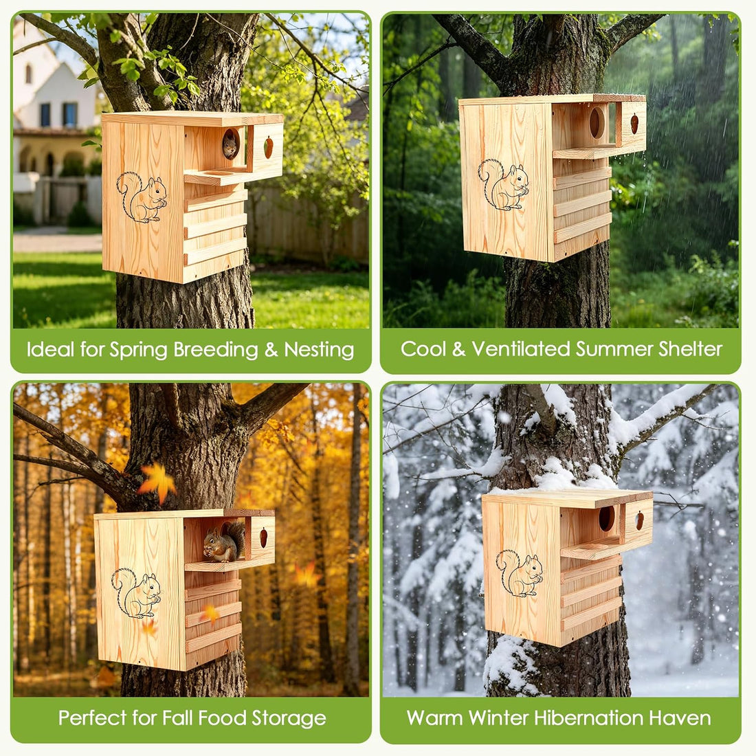 Squirrel House for Outside with Predator Guard,16.5" Squirrel Nesting