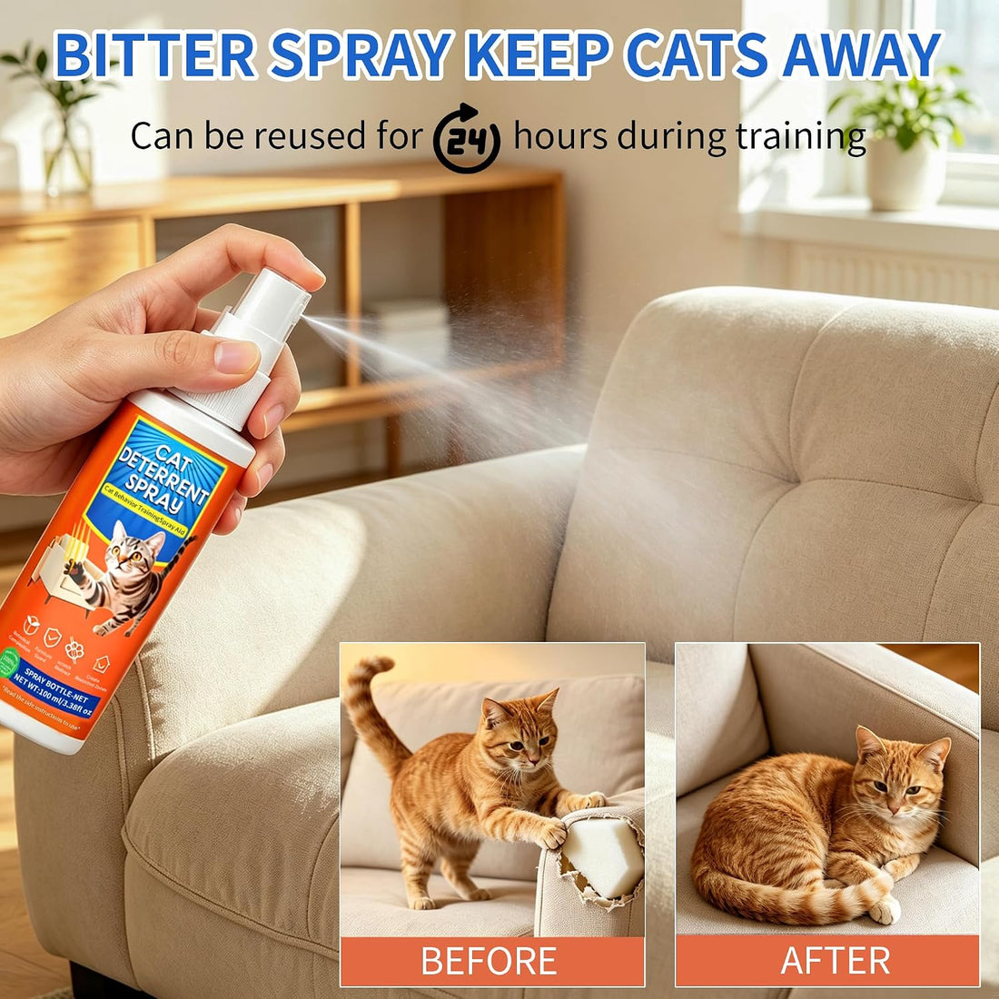 2 Pack Natural Plant Scent Cat Behavior Training Aid Spray