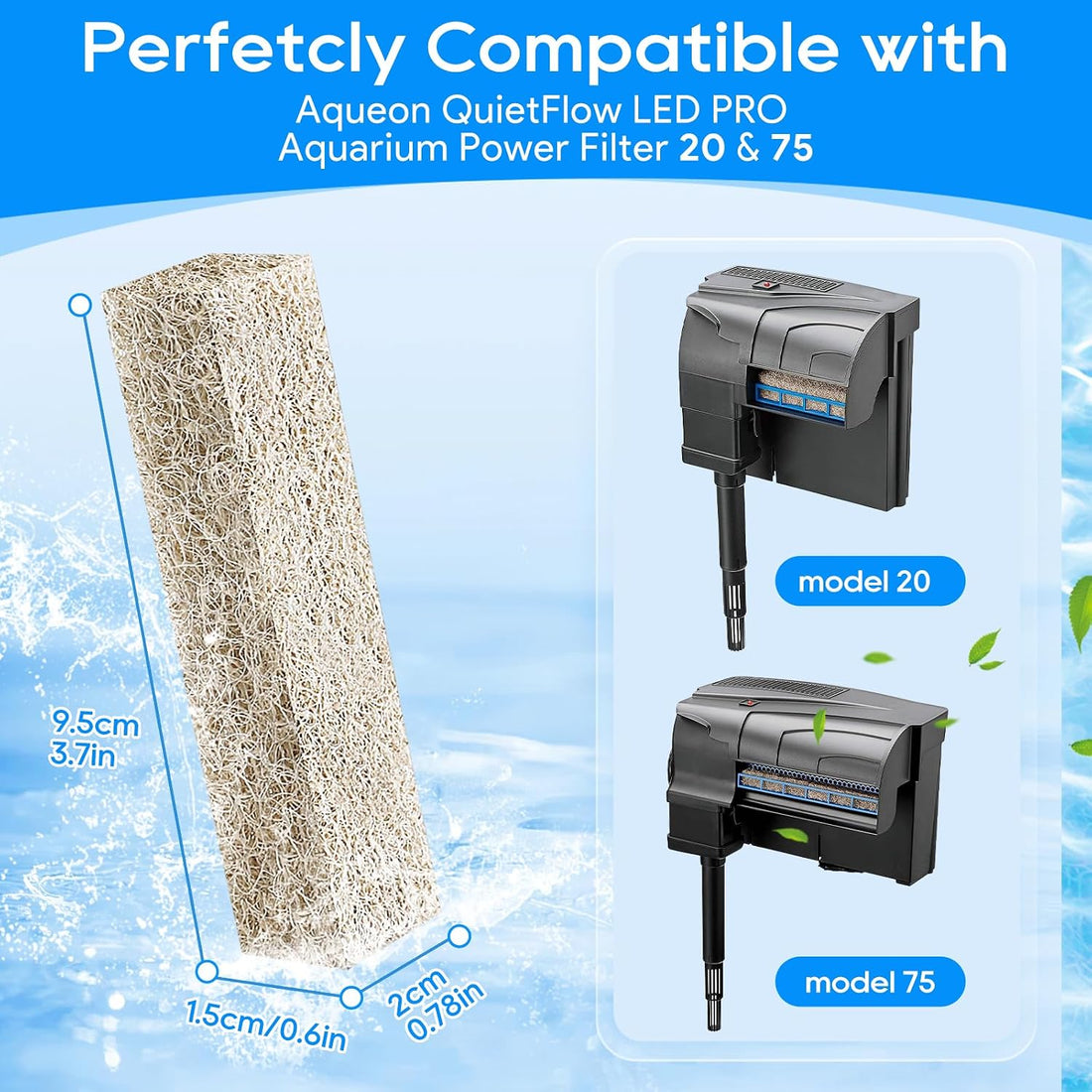 Replacement Filter Cartridges Compatible with Aqueon Quietflow 20 75