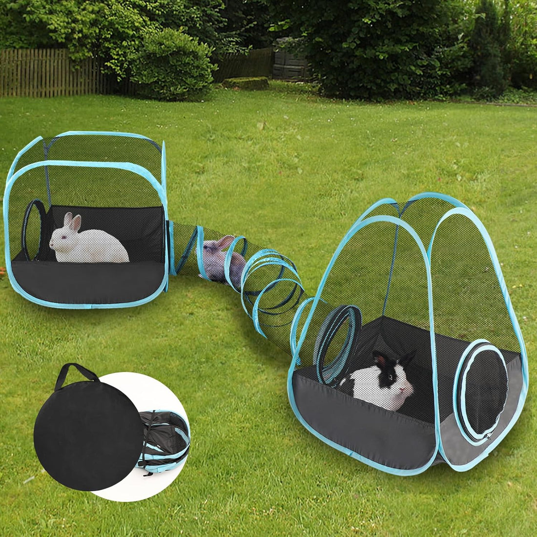 YUEPET Rabbit Tunnel & Cube Tent, Bunny Hideout, Guinea Pig Tunnel