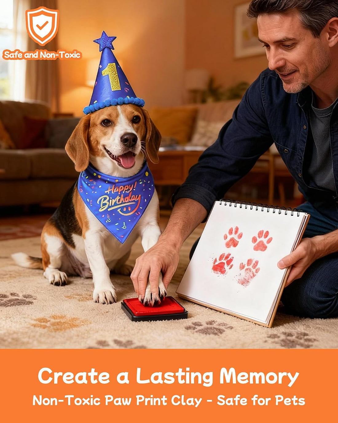 JZXOIVA Dog Birthday Party Supplies with Paw Print Kits