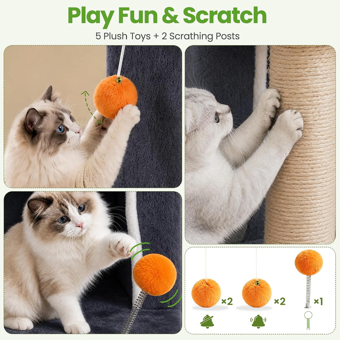Small Cat Tree Tower Scratching Post for Indoor Cats Large Adult