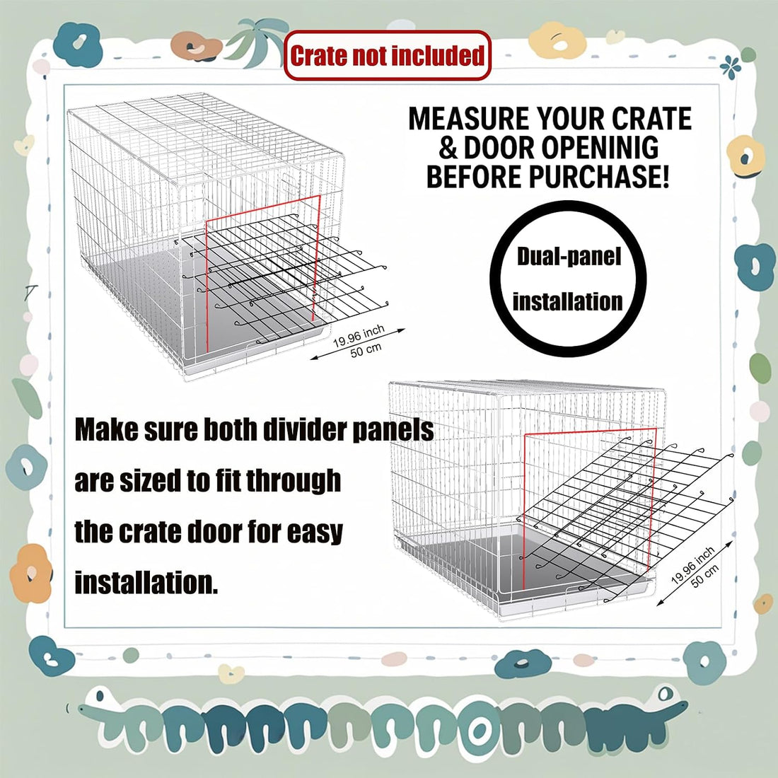 Dog Crate Divider Panel 2-Pack, 20.47" H x 15.74-29.13" W