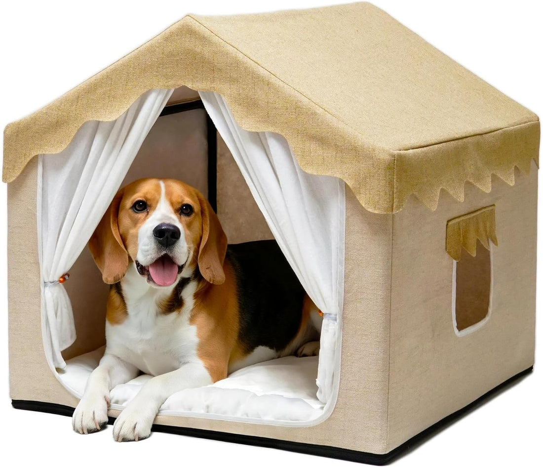 Boho Dog House Indoor, Soft Cozy Dog Cave for Medium & Large Dogs