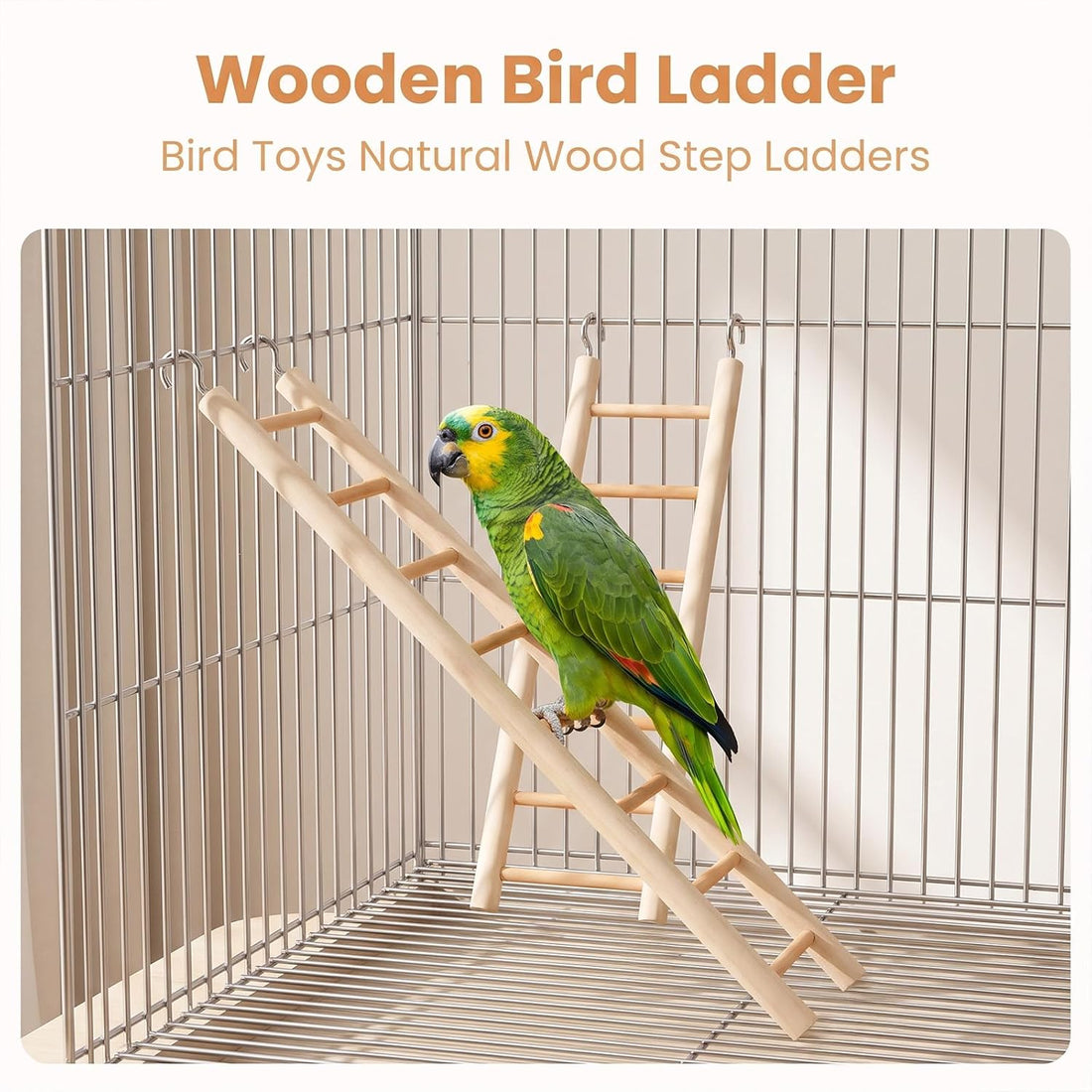 Andibro 2 Pack Bird Ladder for Cage, Wooden Bird Cage Accessories