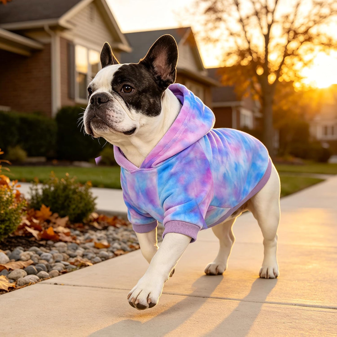 YUDODO Tie Dye Dog Hoodie, Soft Pullover Dog Sweatshirt for Small Dogs
