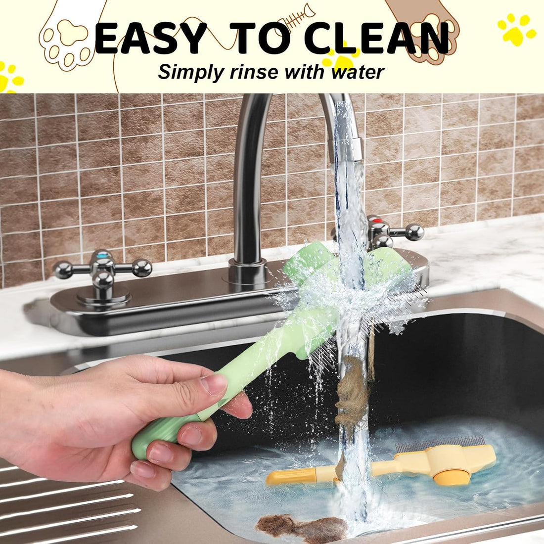 XANGNIER One-click Self Cleaning Cat Comb for Long/Short Haired Cats