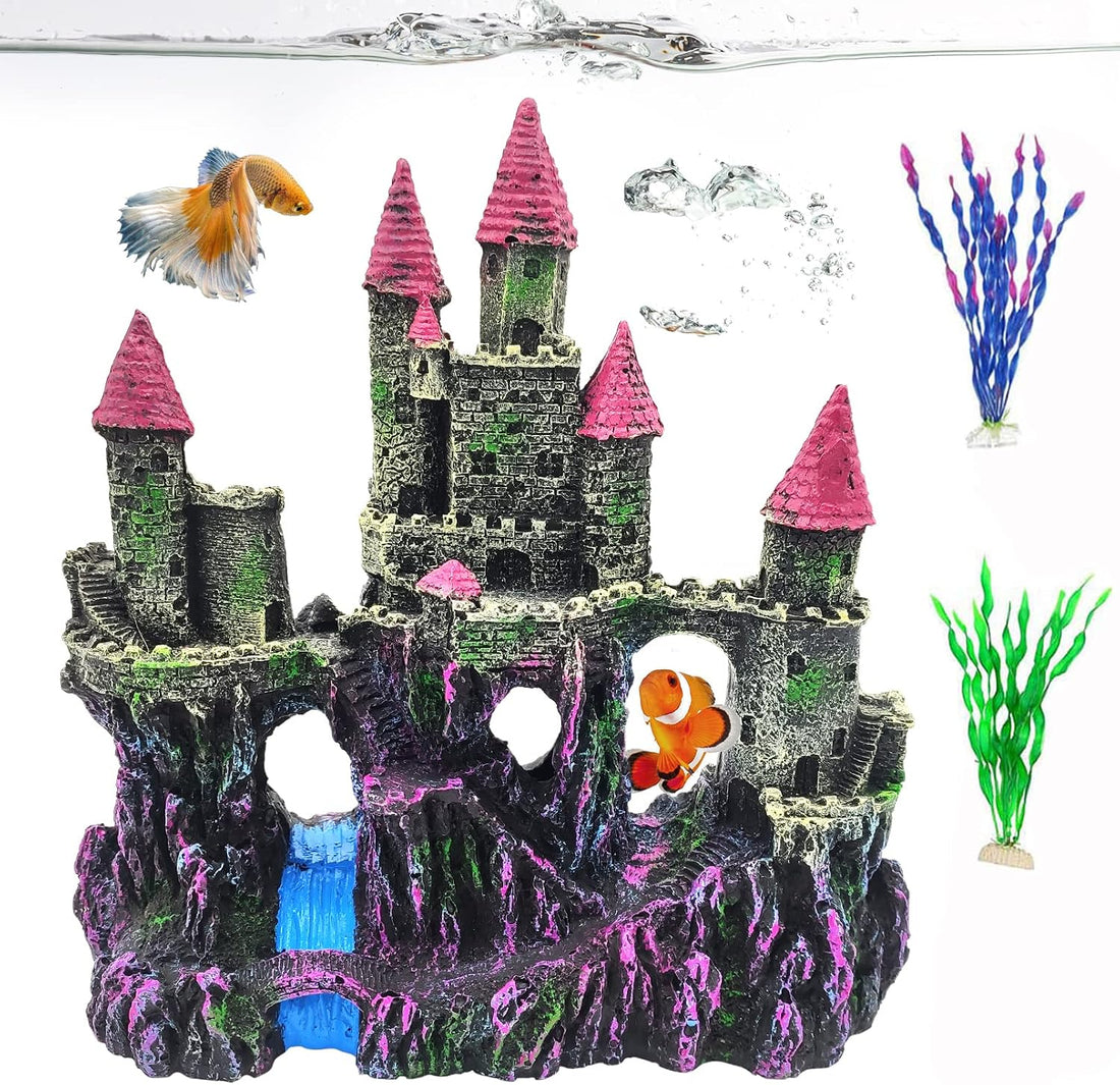 PINVNBY Aquarium Resin Castle Decoration,Fish Tank Driftwood Castle