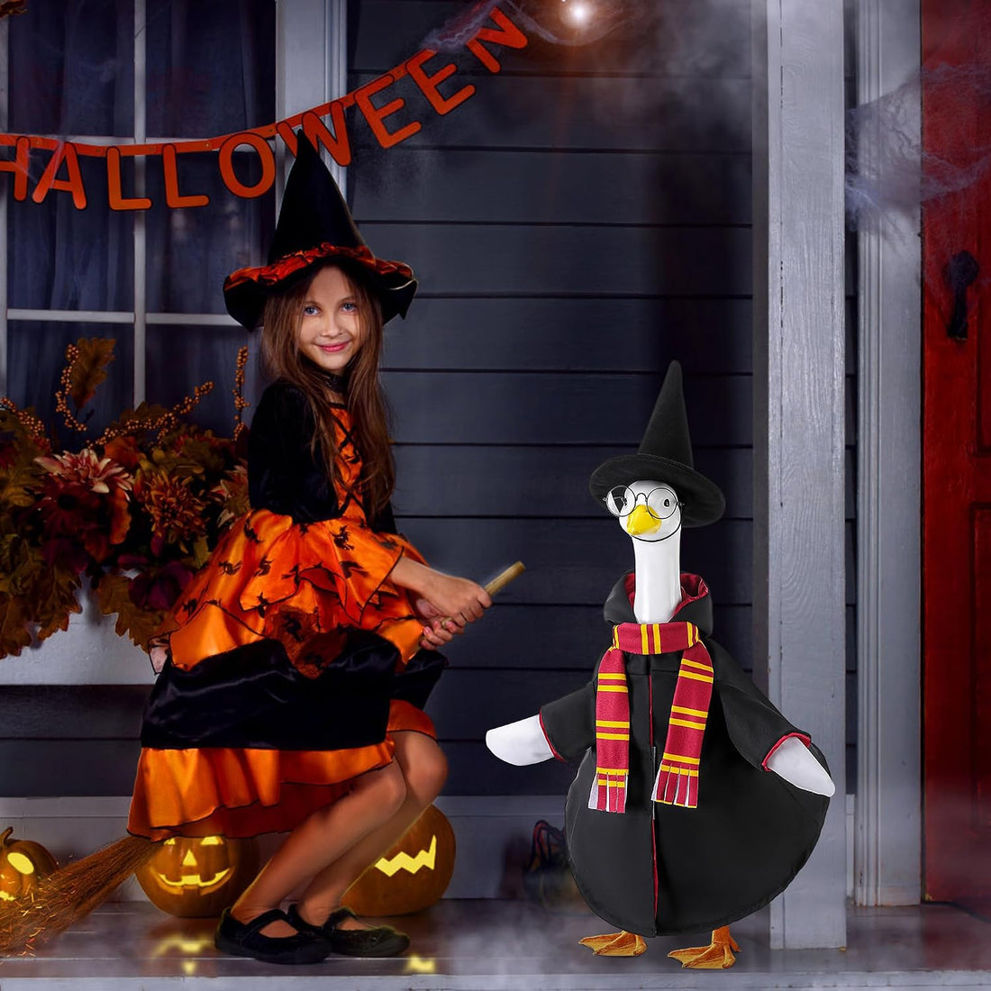 4Pcs Halloween Wizard Goose Outfits