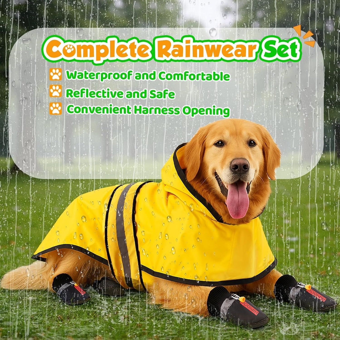 Waterproof Dog Raincoat Shoes 10-22lbs, Poncho