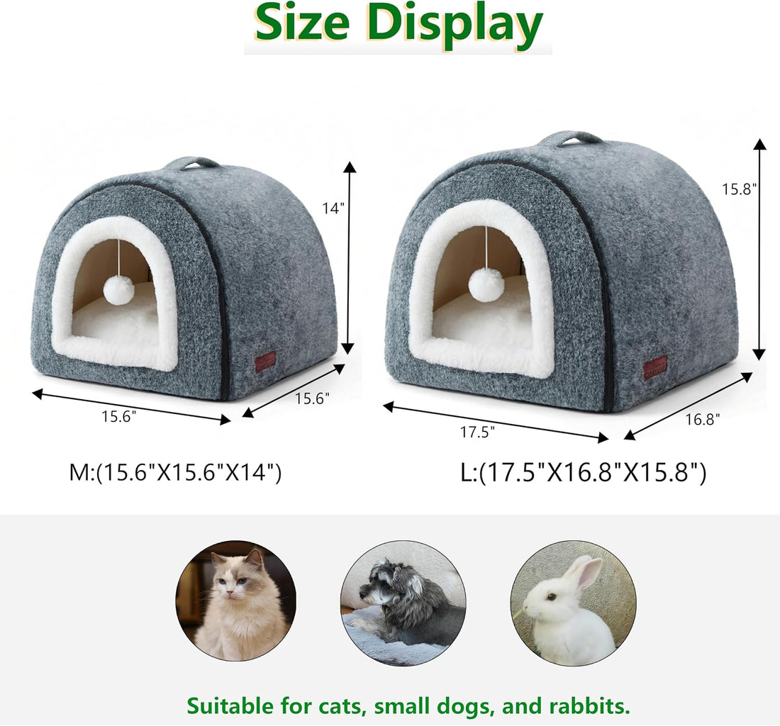Cat Bed for Indoor Cats，Foldable cat cave，Anti-Slip & Water-Resistant