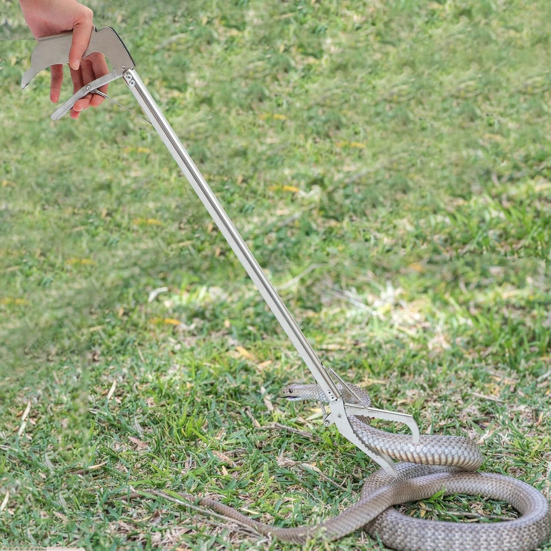 generic Folding Snake Catcher Clamp with Lock Stainless Steel Reptile