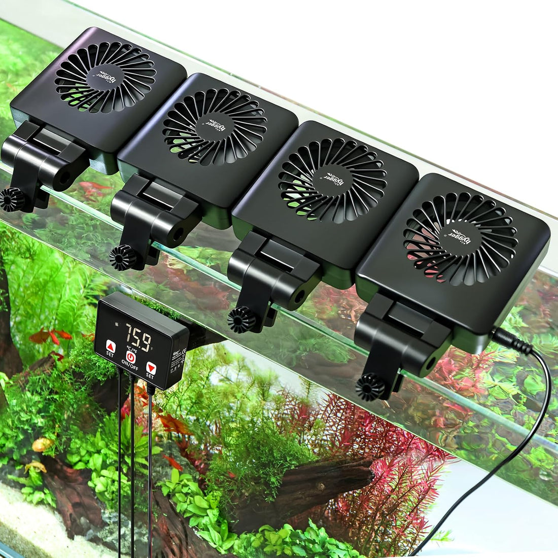 hygger Aquarium Cooling Fan with Smart Temp Control for 30-60 Gal