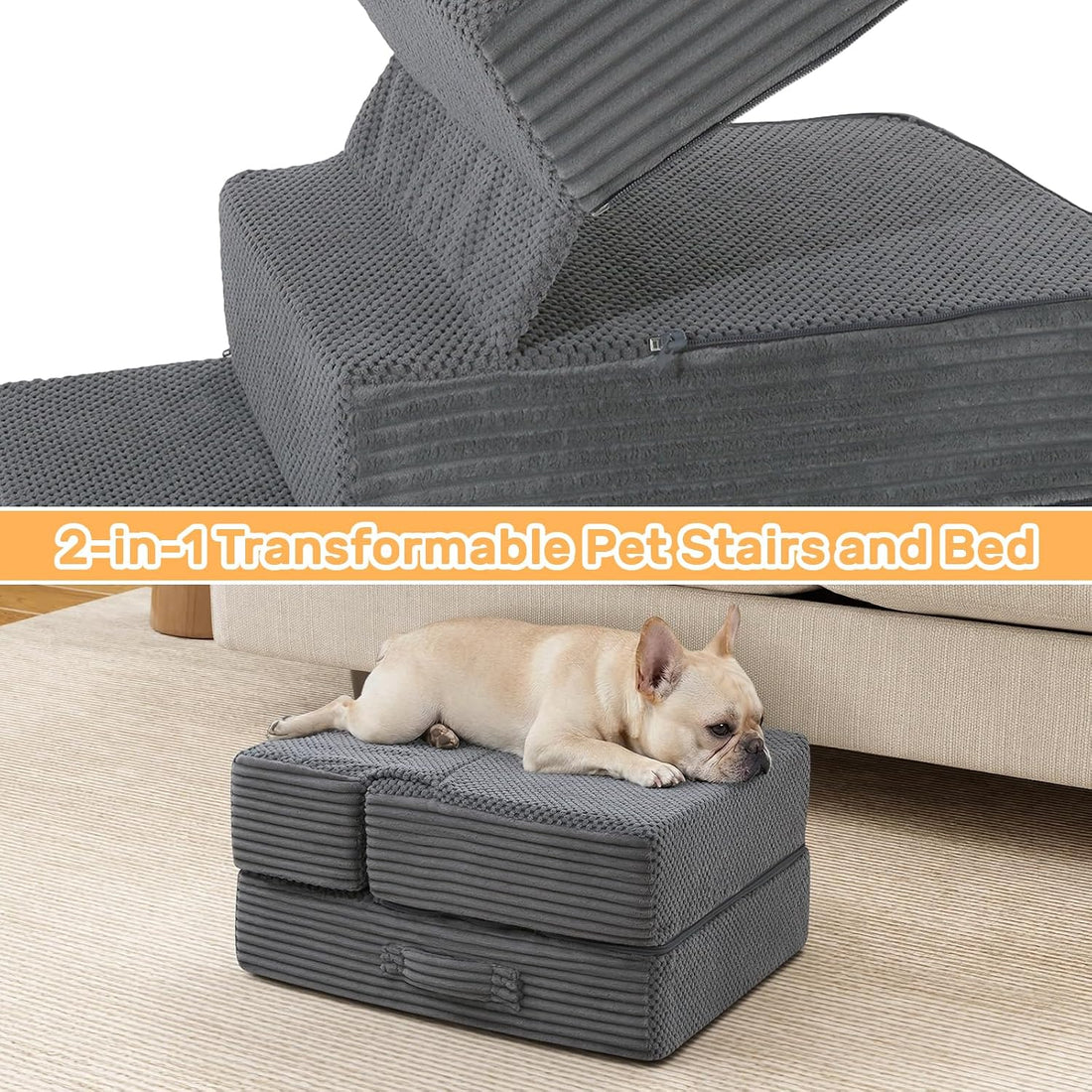 Dog Stairs for Small Dogs, 13.5" H Foldable Dog Steps for High Bed