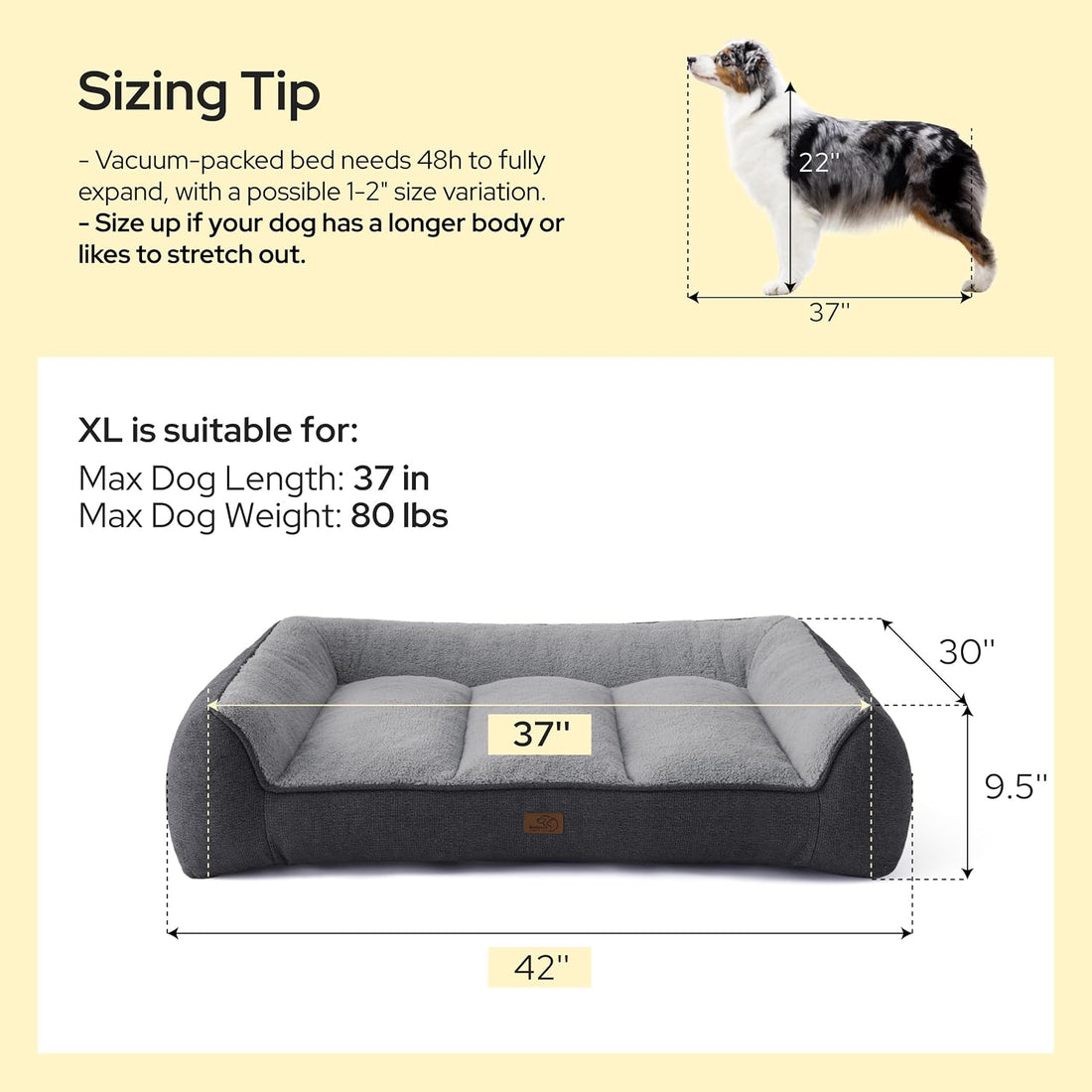 Bedsure SupportMax® Self Warming Orthopedic Dog Beds Large Sized Dog
