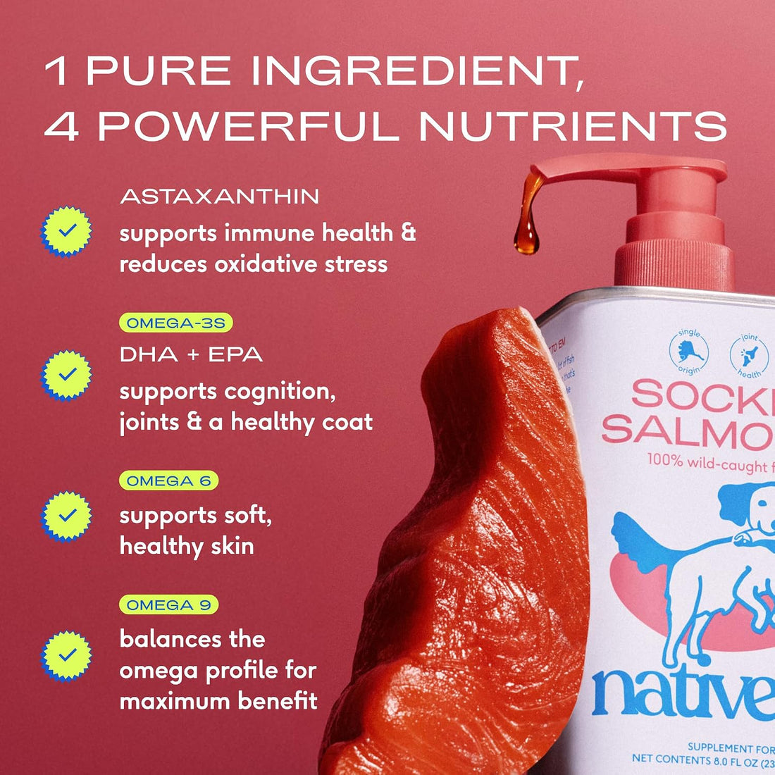 Native Pet Sockeye Salmon Oil for Dogs & Cats