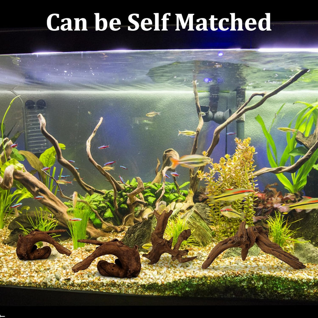 4PCS Driftwood for Aquarium, 1.96''-5.91'' Aquarium Driftwood