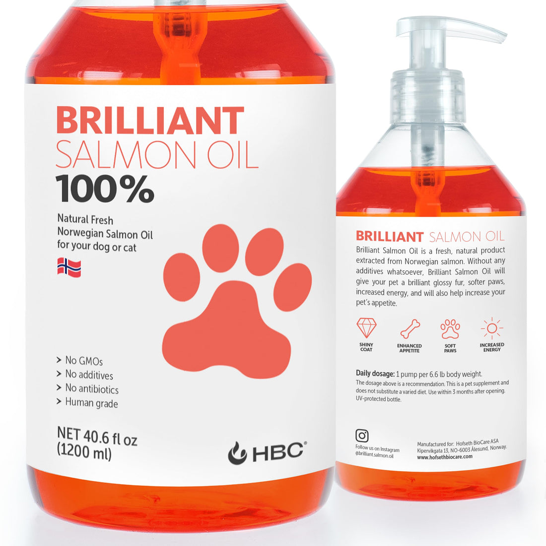 Brilliant Norwegian Salmon Oil for Dogs, Cats, Horse, Ferret
