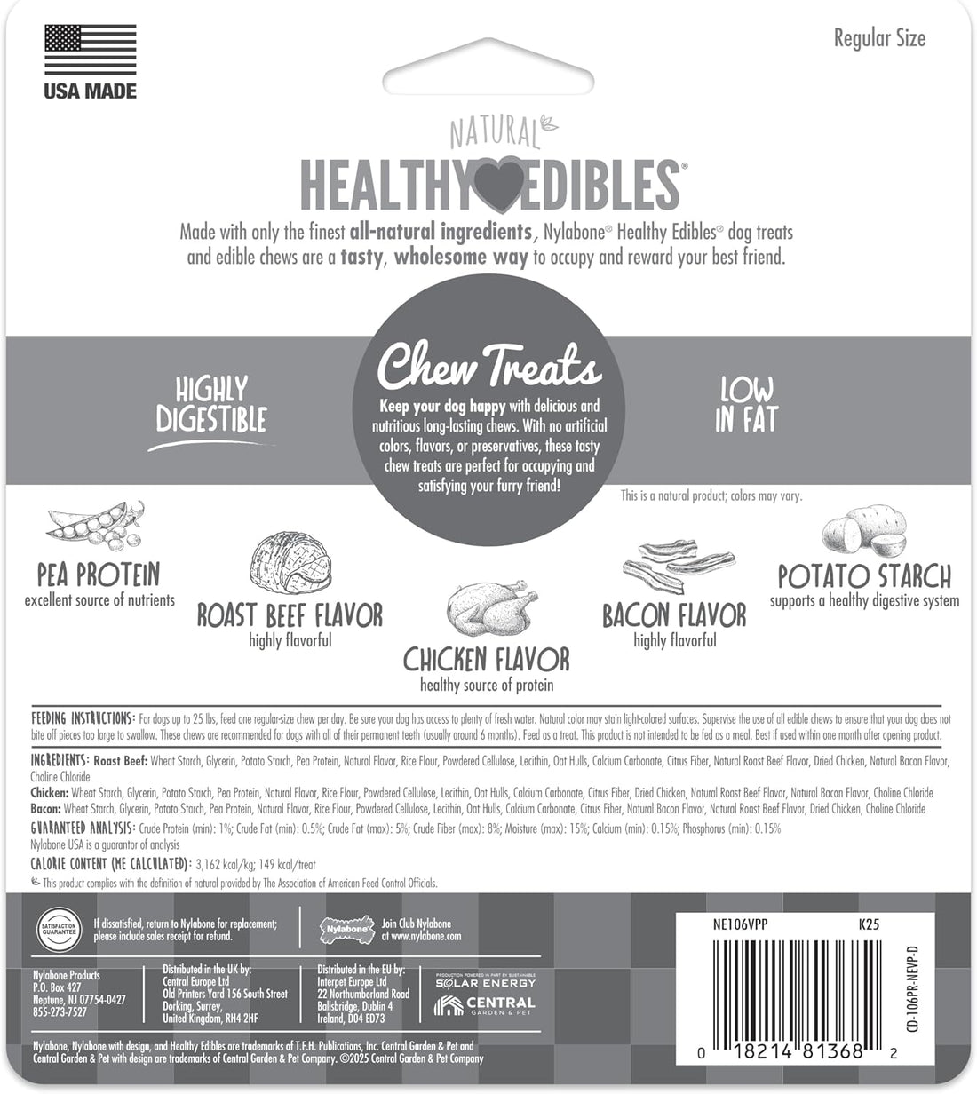 Nylabone Healthy Edibles Dog Treats Variety Pack, Small, 3 Count