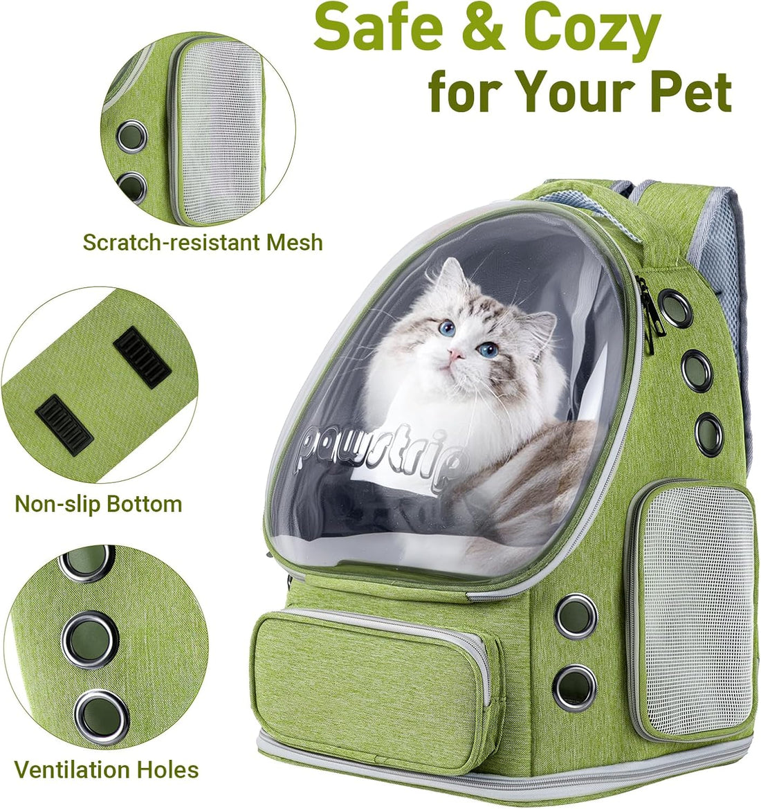 Pawstrip Cat Backpack Carrier with Large Space Bubble Window