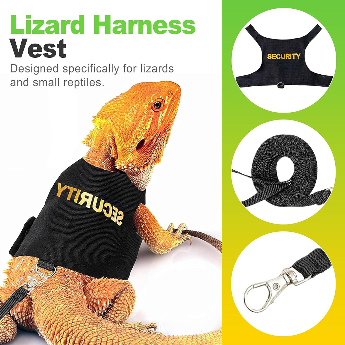 Adjustable Bearded Dragon Leash and Harness Set Soft Lizard Harness