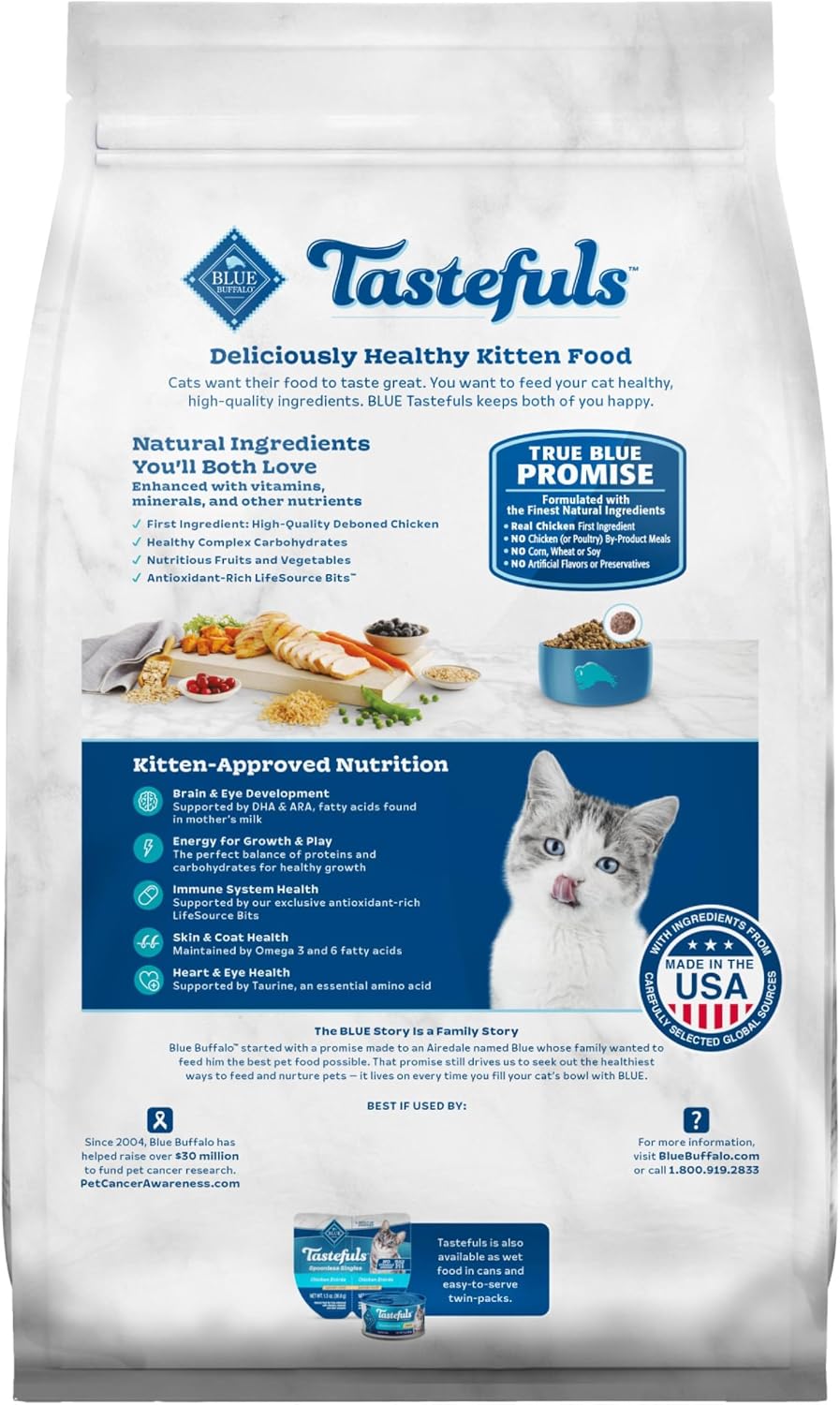 Blue Buffalo Tastefuls Chicken Kitten Dry Cat Food, 3 lb