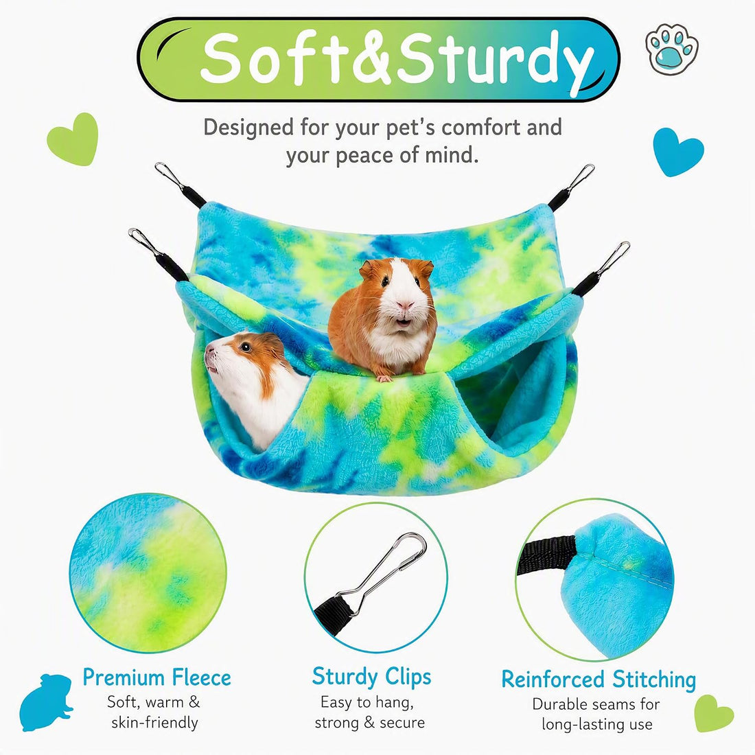 2Pcs Guinea Pig Snuggle Sack & Guinea Pig Hammock