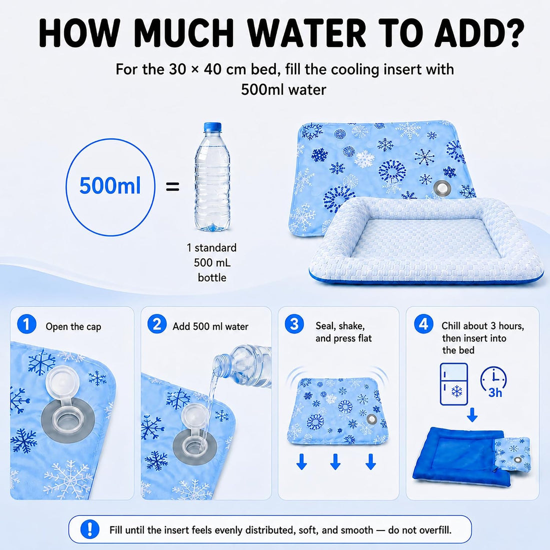 Water-Fill Cooling Cat Bed, Thick Cushion, Raised Bolsters