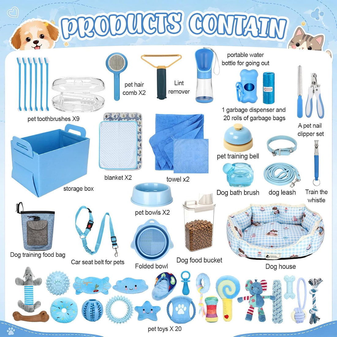 Abbylike 75 Pcs Puppy Supplies Starter Kit for Small Dogs