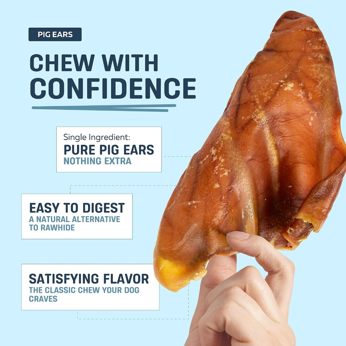 Big Lu – Whole Pig Ears for Dogs, 12 Count