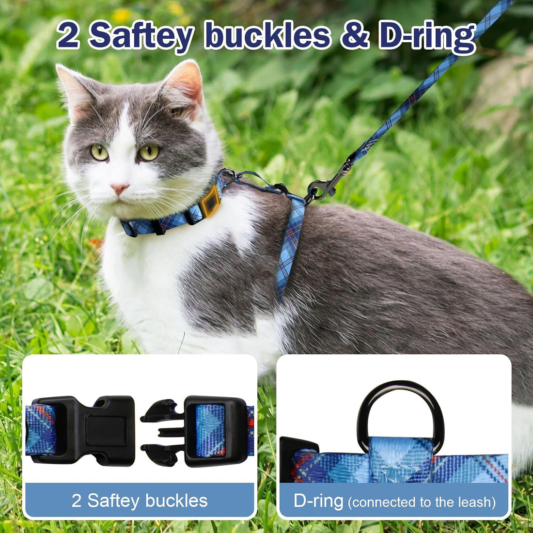 Hikiko Escape-Proof Cat Harness and Leash Set for Walking