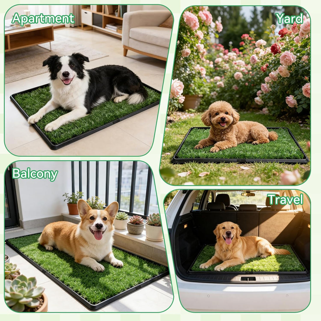 Dog Grass Pad with Tray,23.6"x35" Dog Litter Box,Artificial Turf