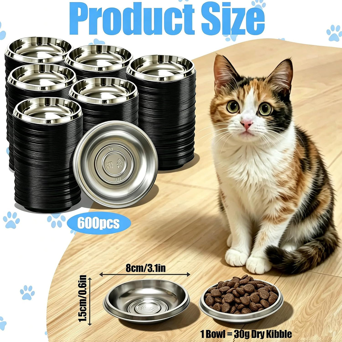 Small Disposable Cat Food Bowls 600 Pack, 30g Portion Cup
