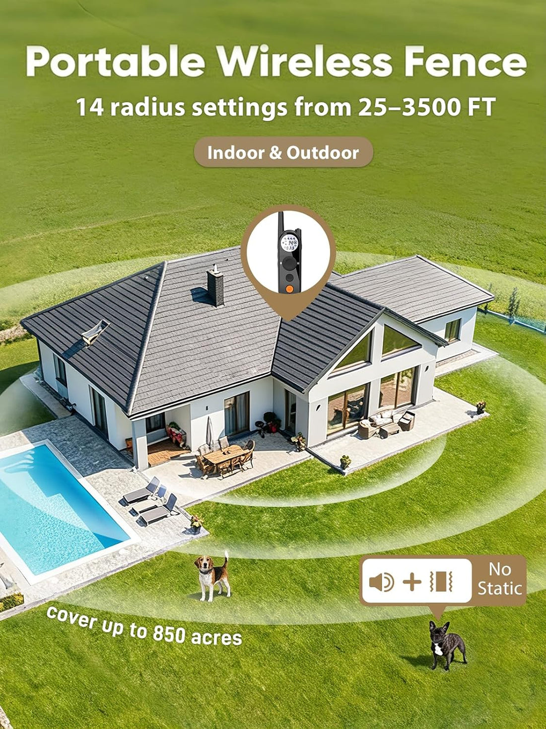 MIMOFPET Wireless Small Dog Fence for 2 Dogs