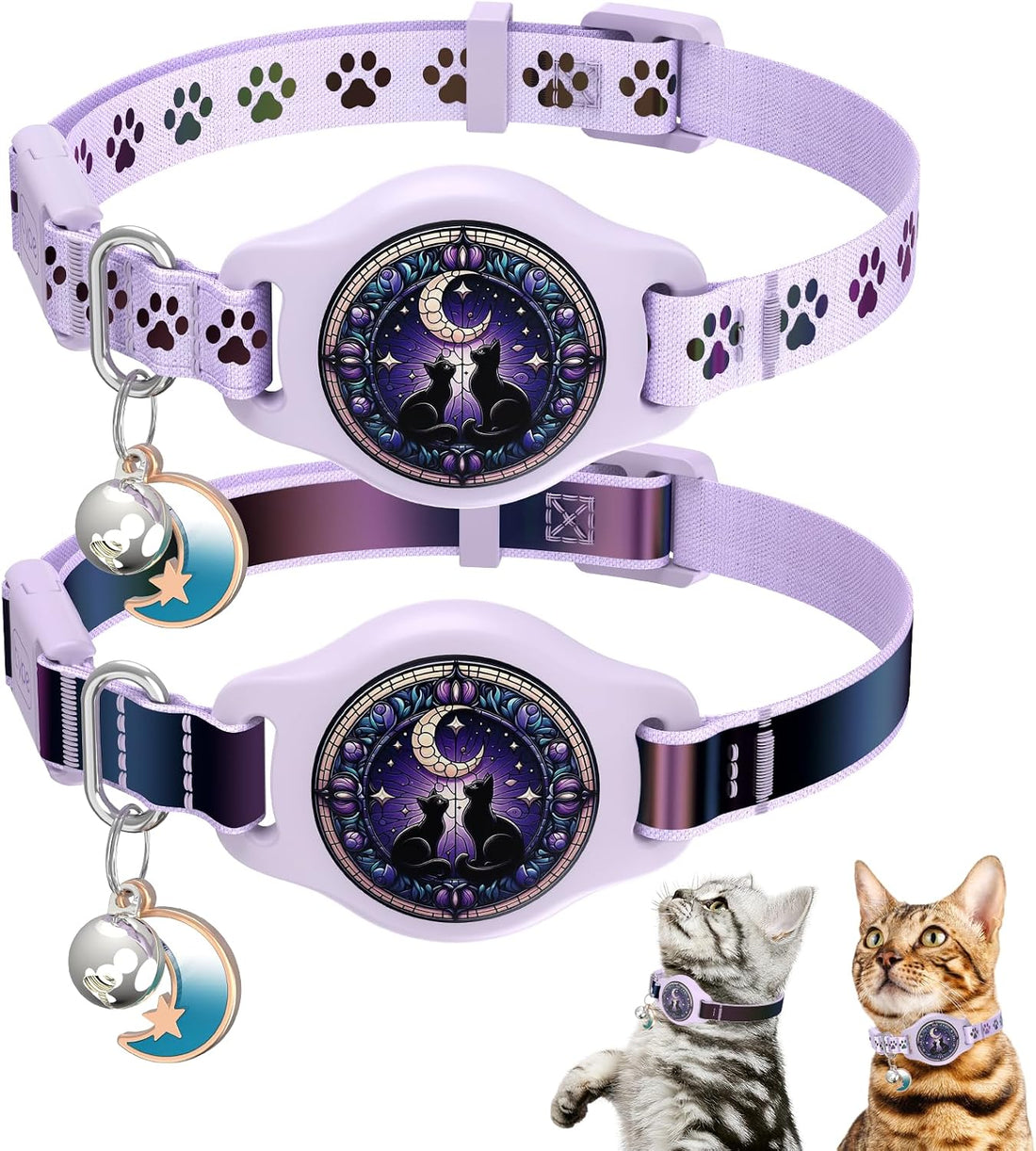 AirTag Cat Collar Breakaway, 2 Pack Cat Collar with Apple AirTag