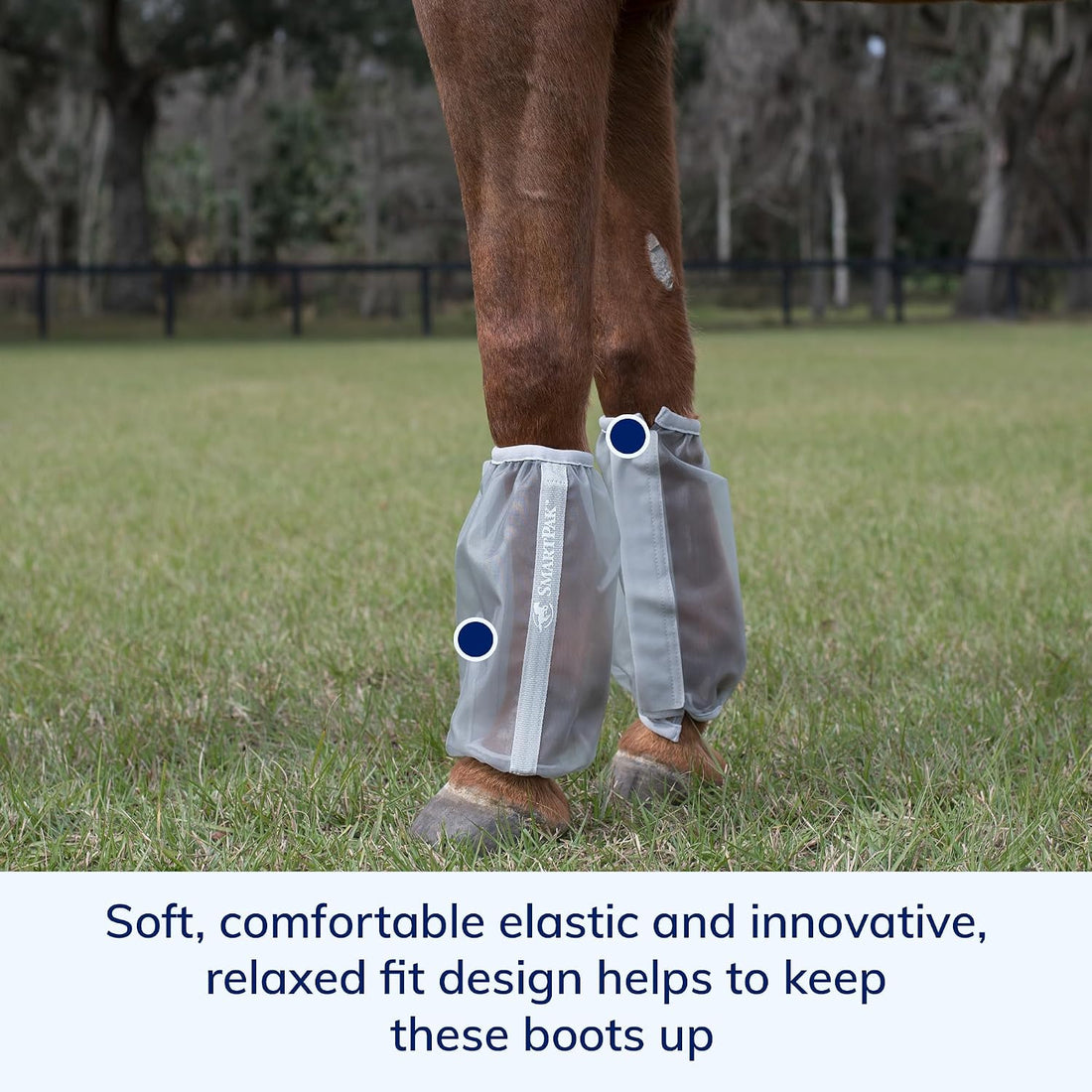 SmartEquine Deluxe Relaxed Fit Fly Boots for Horses, Pair, Horse Size