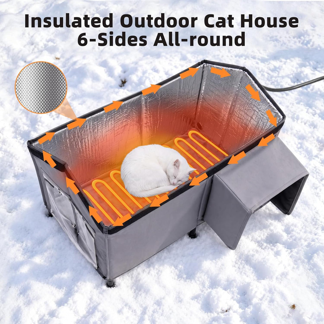 GASUR Heated Outdoor Cat House Weatherproof,Insulated Cat House