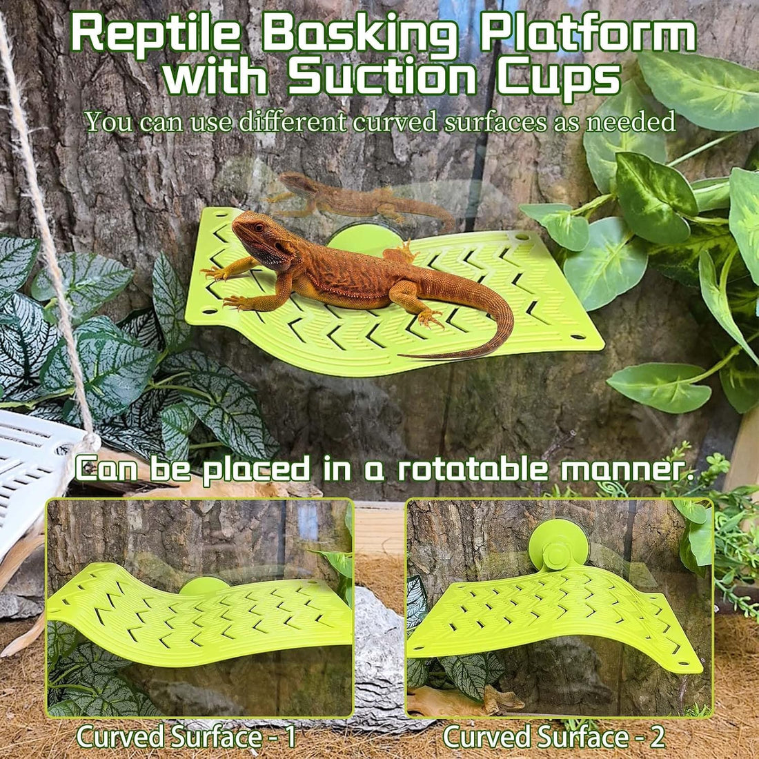2PCS Reptile Hammock Basking Platform,Turtle Dock with Suction Cups