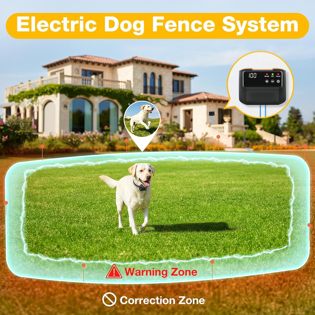 Electric Fence for Dogs - Covers up to 1/2 Acre