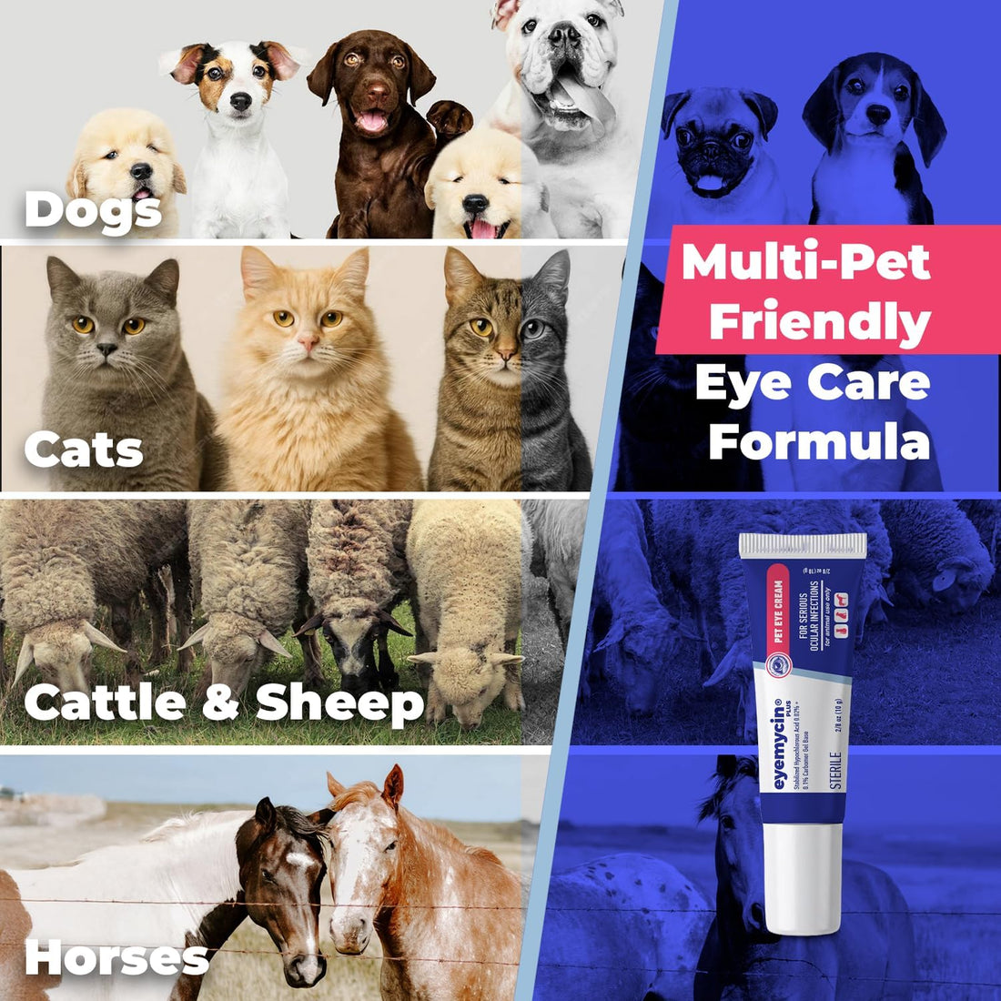 QUQU Natural EYEMYCIN Pet Eye Health for Dogs, Cats, Cattle, Sheep