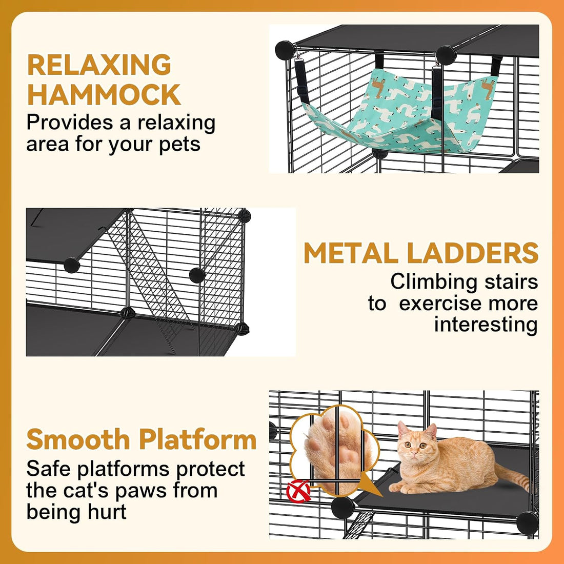 VISCOO Cat Cage, 3-Tier DIY Catio Cat Enclosures, 24"x16"x 36"
