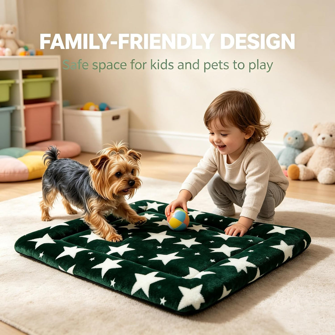 Dog Bed Mat,Reversible & Ultra Soft Kennel Pad-Machine Washable Pet