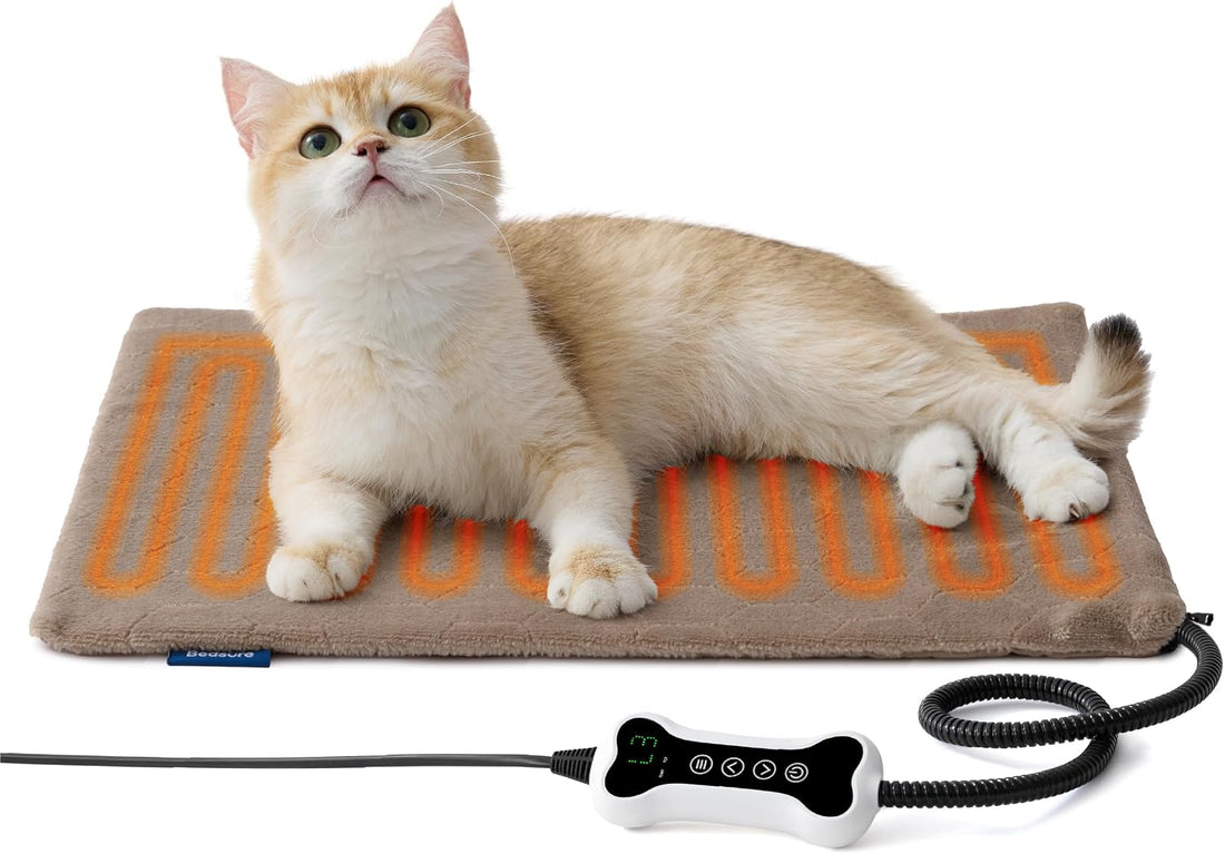 Bedsure Heated Cat Bed, Adjustable Temperature Cat Heating Pad,18x16in