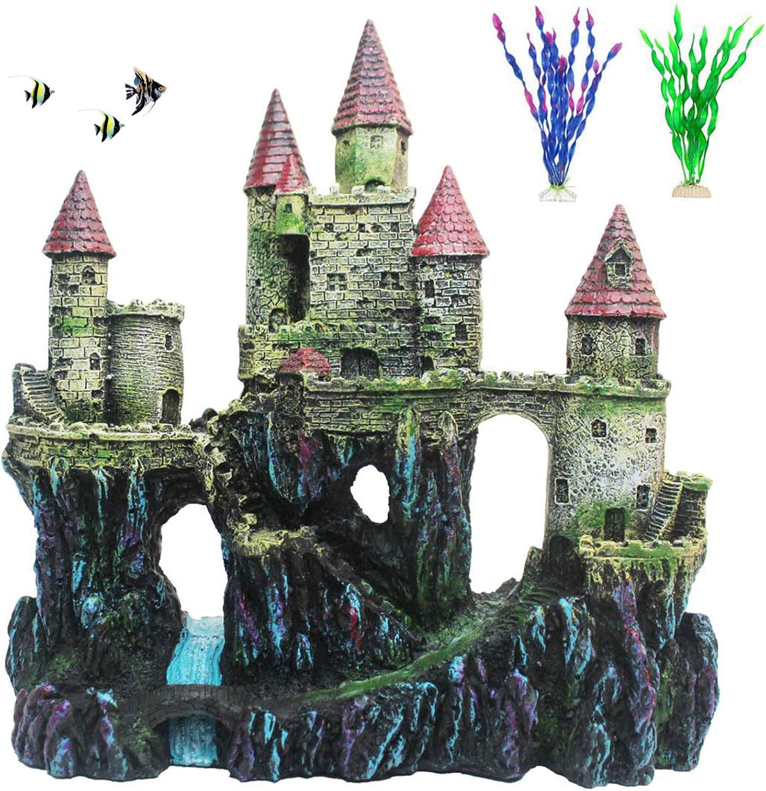 PINVNBY Aquarium Resin Castle Decoration,Fish Tank Driftwood Castle
