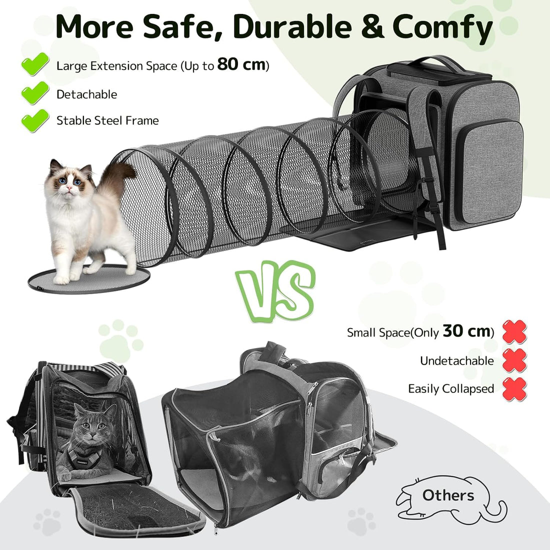 Cat Backpack with Detachable Play Tunnel